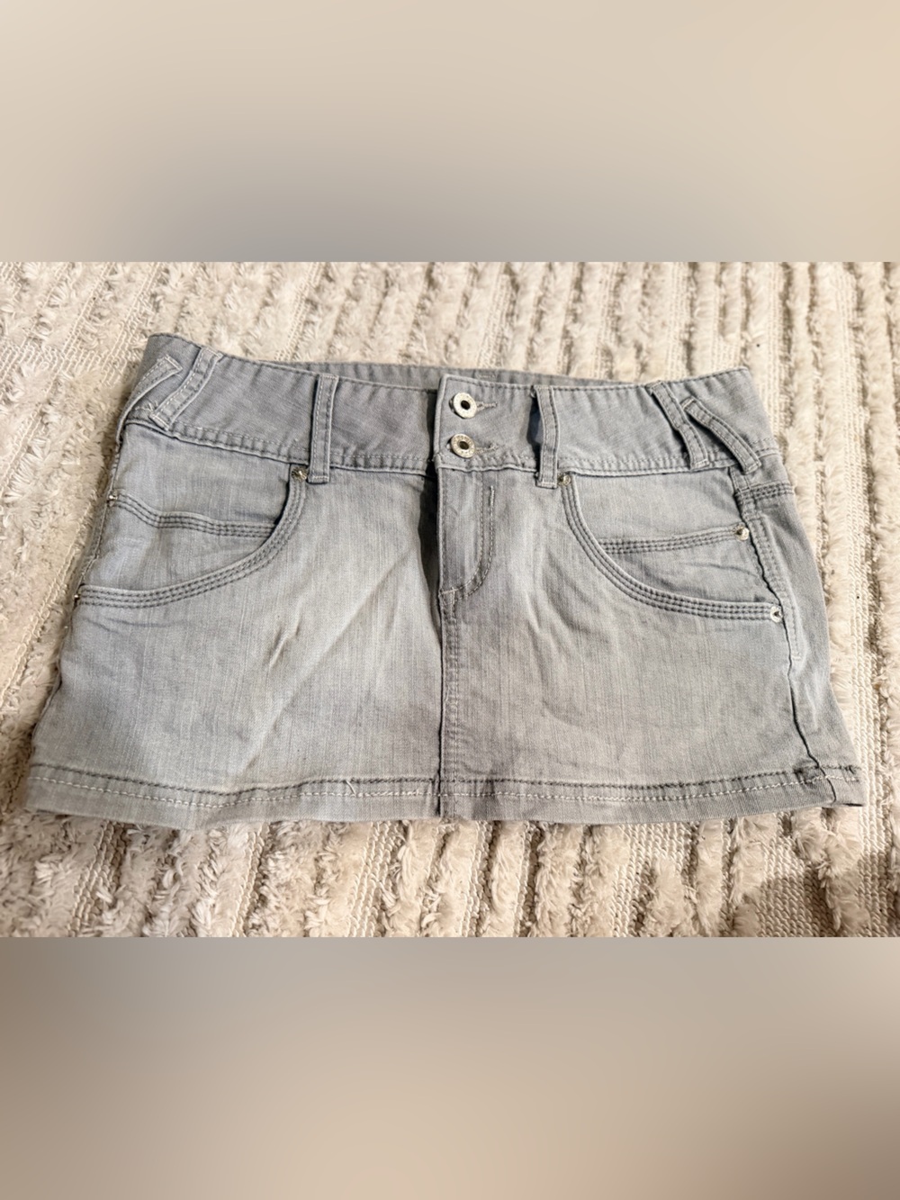 Guess Light Gray Denim Mini Skirt